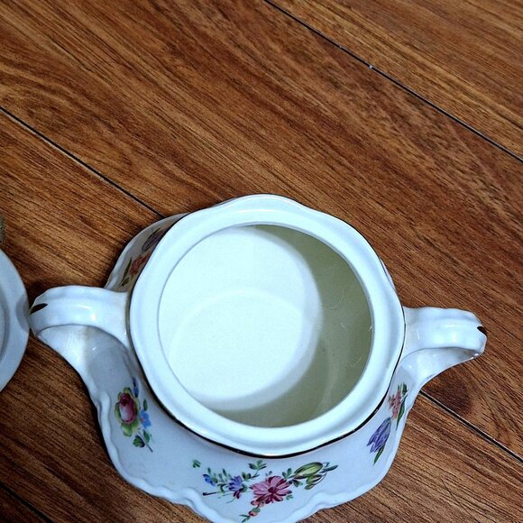 Homer Laughlin Household Institute Creamer Sugar Bowl Set Floral Pattern Porcela - Picture 5 of 6